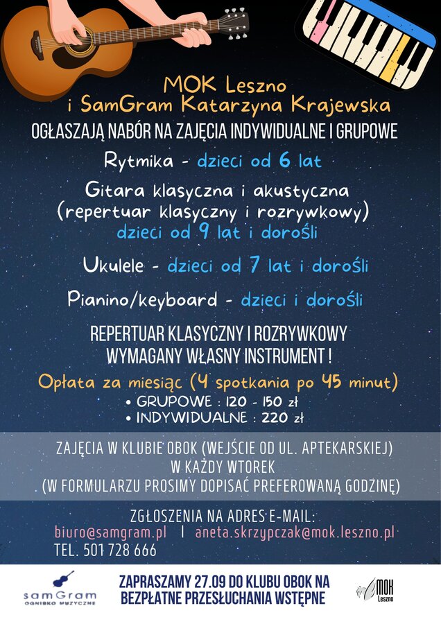 Nowe sekcje w Miejskim Ośrodku Kultury!