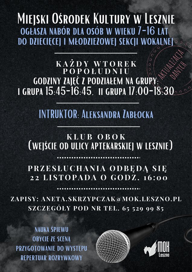 Startuje nowa sekcja wokalna w MOK